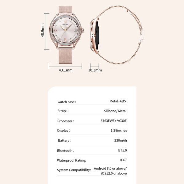 V66 1.28inch BT5.0 Smart Watch Support Heart Rate / Sleep Detection, Style: Steel Strap (Black) - Image 3