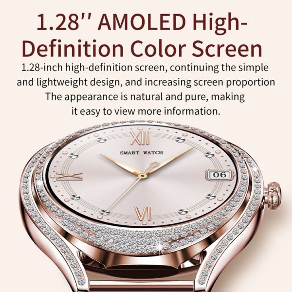 V66 1.28inch BT5.0 Smart Watch Support Heart Rate / Sleep Detection, Style: Steel Strap (Black) - Image 7