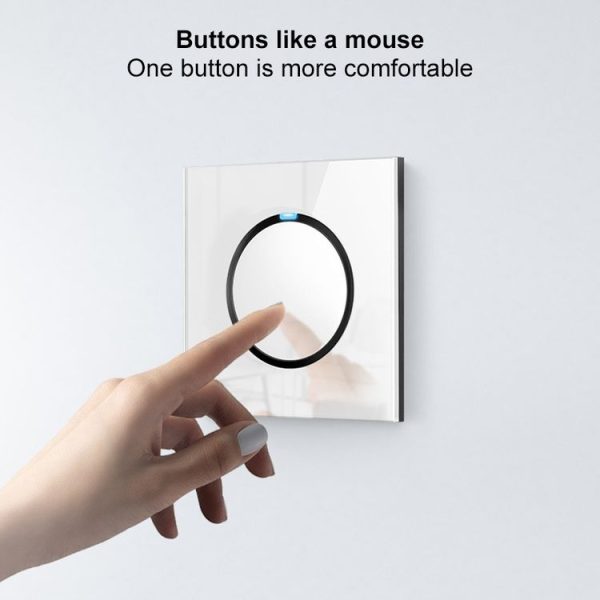 86mm Round LED Tempered Glass Switch Panel, White Round Glass, Style: Blank Panel - Image 3