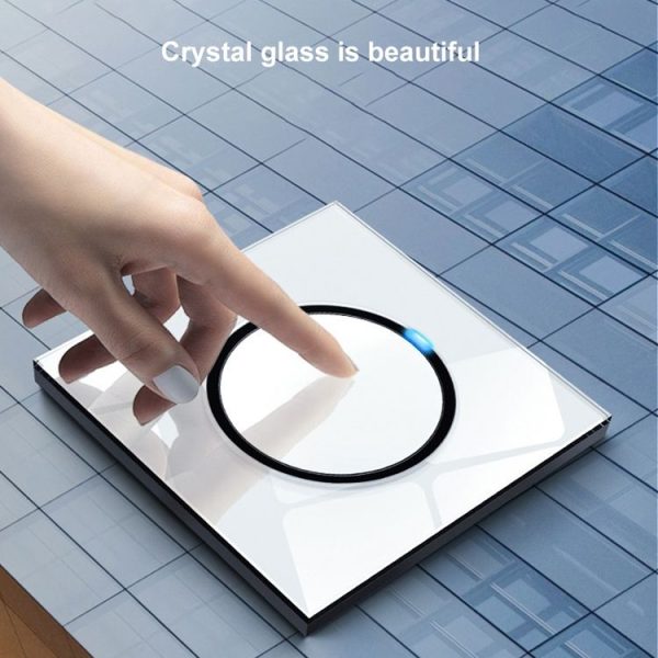 86mm Round LED Tempered Glass Switch Panel, White Round Glass, Style: Blank Panel - Image 5