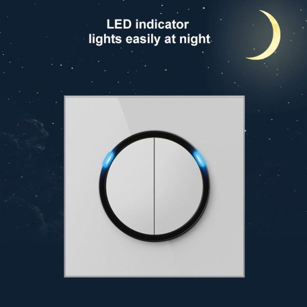 86mm Round LED Tempered Glass Switch Panel, White Round Glass, Style: Blank Panel - Image 6