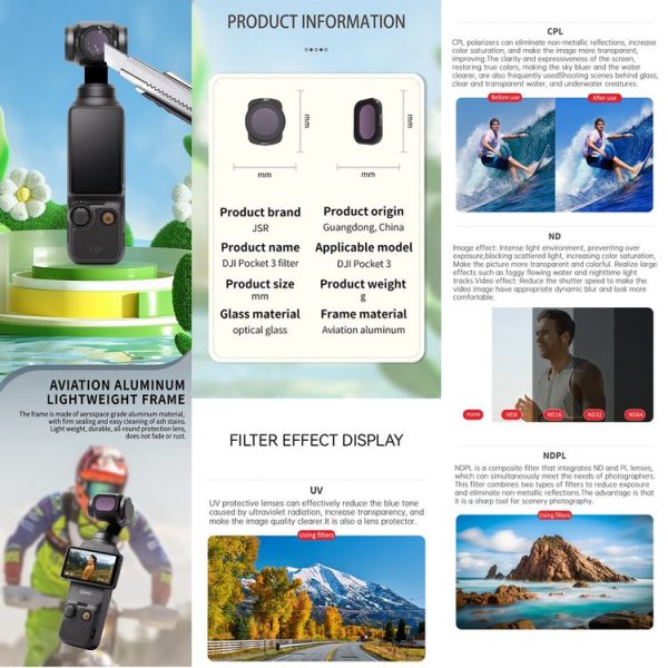 DJI OSMO Pocket 3 JSR CB Series Camera Lens Filter, Filter: MCUV - Image 4