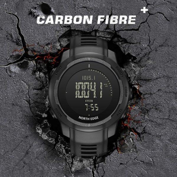NORTH EDGE VERTICO Carbon Fiber Outdoor Sports Multifunctional Electronic Watch (Black) - Image 9
