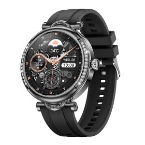 CF32 1.27 inch Screen Lady Smart Watch, Silicone Band, Support Female Physiology Monitoring & 100+ Sports Modes (Black)