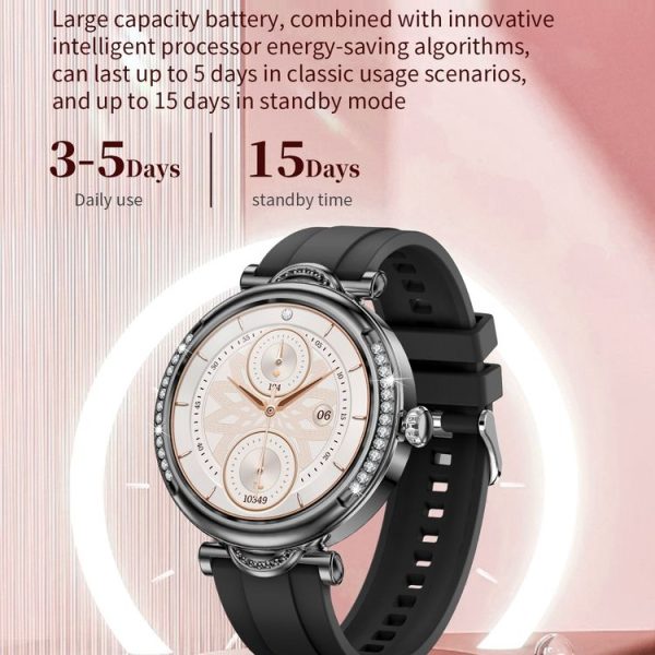 CF32 1.27 inch Screen Lady Smart Watch, Silicone Band, Support Female Physiology Monitoring & 100+ Sports Modes (Black) - Image 12