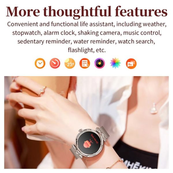 CF32 1.27 inch Screen Lady Smart Watch, Silicone Band, Support Female Physiology Monitoring & 100+ Sports Modes (Black) - Image 13