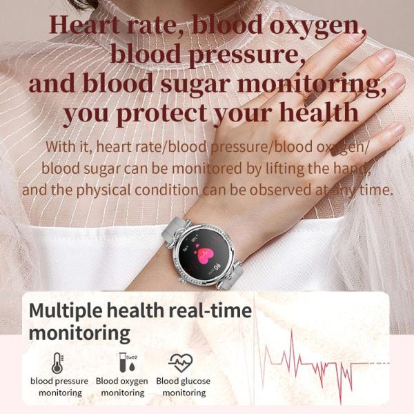 CF32 1.27 inch Screen Lady Smart Watch, Silicone Band, Support Female Physiology Monitoring & 100+ Sports Modes (Black) - Image 7