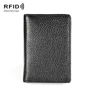 KB156 Antimagnetic RFID Men Leather Card Bag Card Holder (Black)