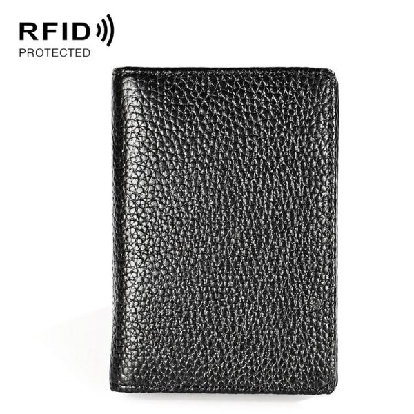 KB156 Antimagnetic RFID Men Leather Card Bag Card Holder (Black)