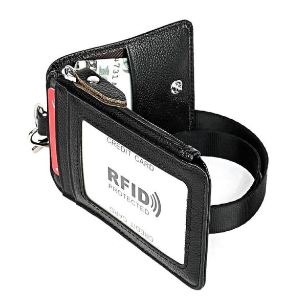KB172 Antimagnetic RFID Leather Card Holder Office Work Certificate Case Chest Card (Black) - Image 3