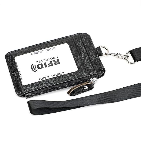 KB172 Antimagnetic RFID Leather Card Holder Office Work Certificate Case Chest Card (Black) - Image 4