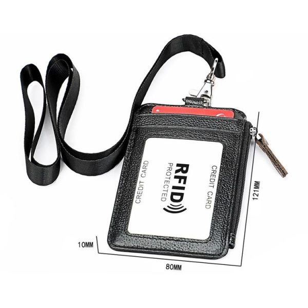KB172 Antimagnetic RFID Leather Card Holder Office Work Certificate Case Chest Card (Black) - Image 9