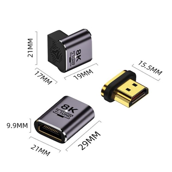 8K 60Hz HDTV to HDTV Magnetic Adapter, Male Straight Female Side Right Bend - Image 4