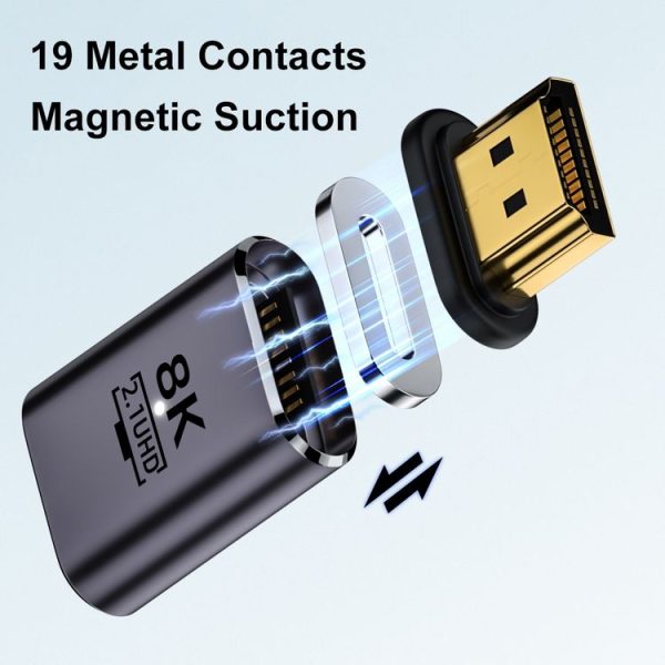 8K 60Hz HDTV to HDTV Magnetic Adapter, Male Straight Female Side Right Bend - Image 5