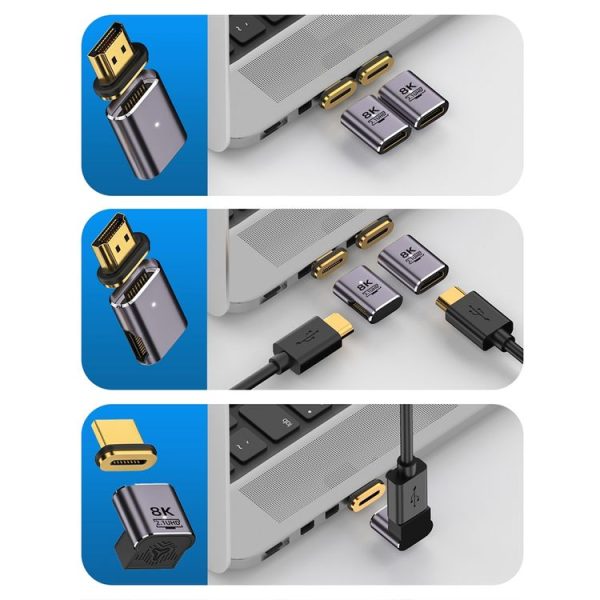 8K 60Hz HDTV to HDTV Magnetic Adapter, Male Straight Female Side Right Bend - Image 8