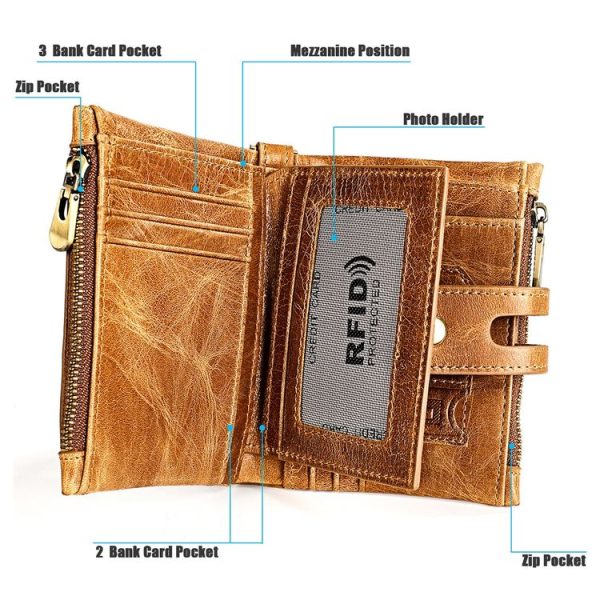 3515 Antimagnetic RFID Multi-function Leather Men Wallet with Card Holder (Black) - Image 6