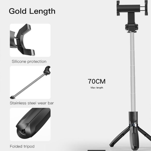 Yesido SF11 Retractable Bluetooth Tripod Phone Live Broadcast Selfie Stand (Black) - Image 5