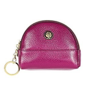 2027 Lady Leather Zipper Wallet Purse Double-pocket Little Shell Bag (Purple)