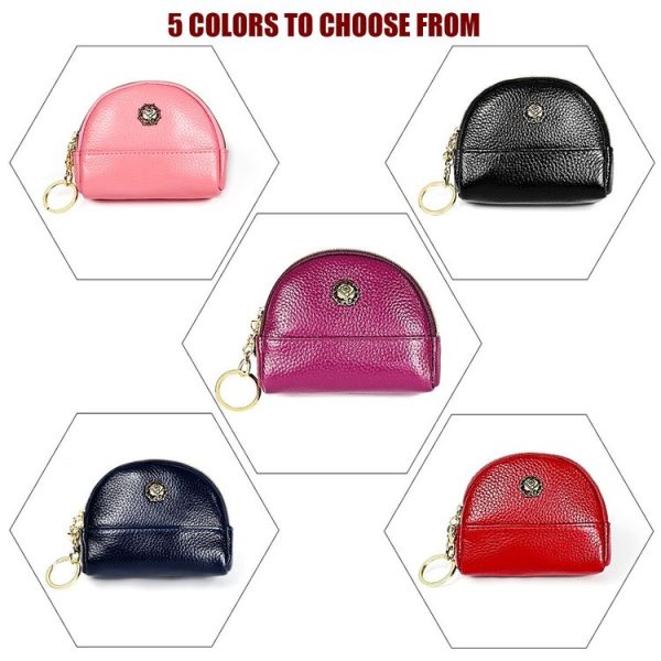 2027 Lady Leather Zipper Wallet Purse Double-pocket Little Shell Bag (Purple) - Image 10