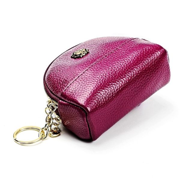 2027 Lady Leather Zipper Wallet Purse Double-pocket Little Shell Bag (Purple) - Image 2