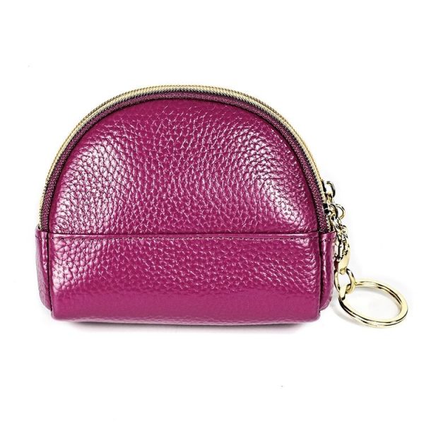 2027 Lady Leather Zipper Wallet Purse Double-pocket Little Shell Bag (Purple) - Image 3