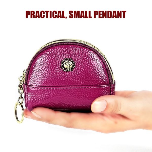 2027 Lady Leather Zipper Wallet Purse Double-pocket Little Shell Bag (Purple) - Image 4