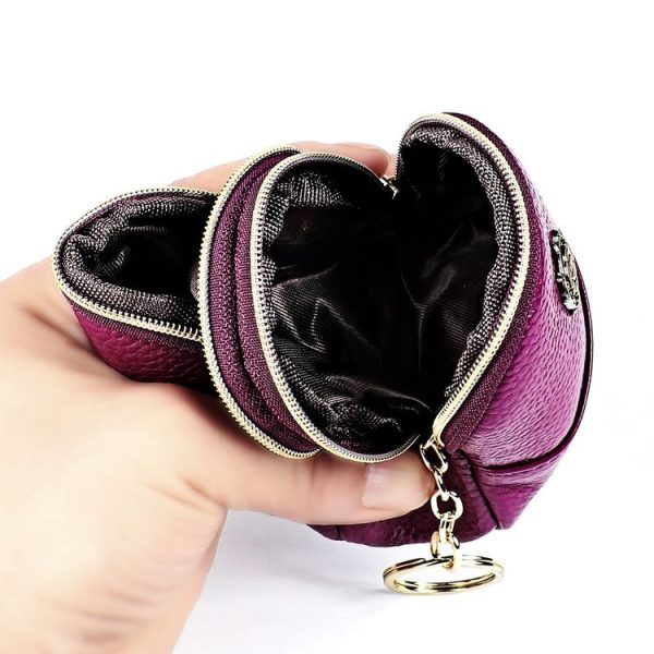 2027 Lady Leather Zipper Wallet Purse Double-pocket Little Shell Bag (Purple) - Image 5