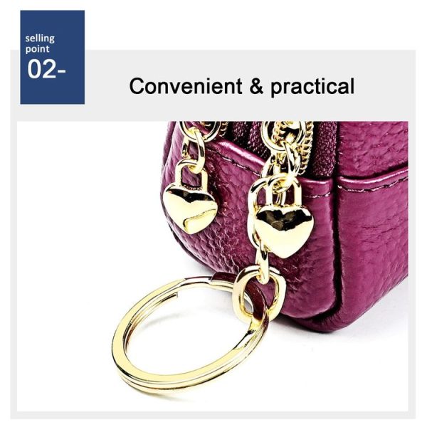 2027 Lady Leather Zipper Wallet Purse Double-pocket Little Shell Bag (Purple) - Image 8