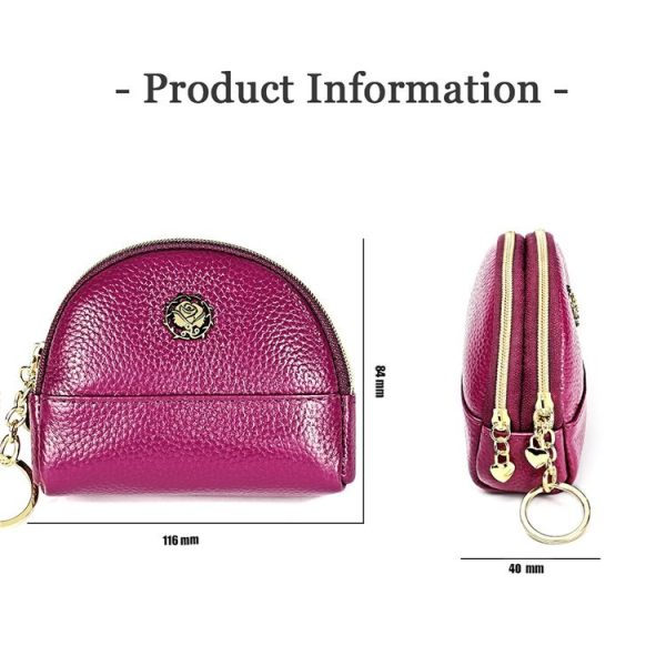 2027 Lady Leather Zipper Wallet Purse Double-pocket Little Shell Bag (Purple) - Image 9