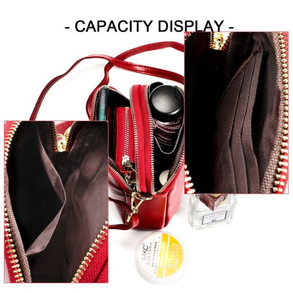 6062 Lady Retro Oil Wax Leather Shoulder Bag Small Phone bag (Black) - Image 6