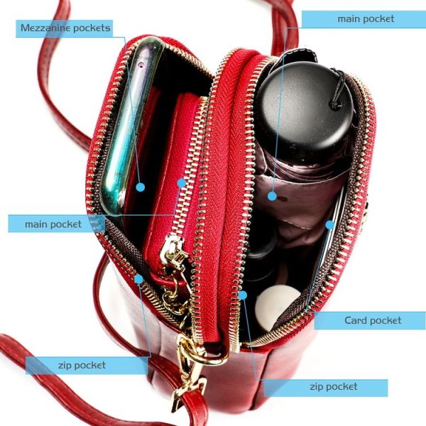 6062 Lady Retro Oil Wax Leather Shoulder Bag Small Phone bag (Black) - Image 7