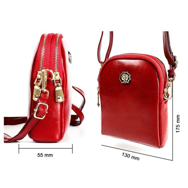 6062 Lady Retro Oil Wax Leather Shoulder Bag Small Phone bag (Black) - Image 8