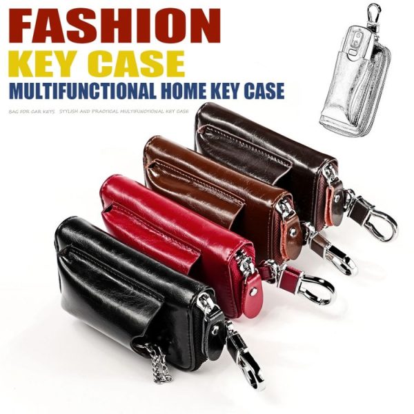 9108 Large Capacity Zipper Leather Keys Holder Bag Multi-function Wallet (Red) - Image 10