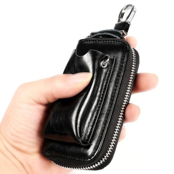 9108 Large Capacity Zipper Leather Keys Holder Bag Multi-function Wallet (Red) - Image 4