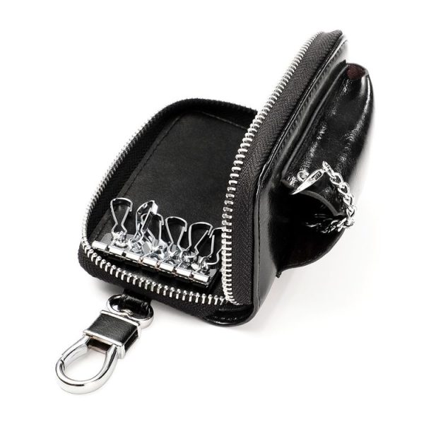 9108 Large Capacity Zipper Leather Keys Holder Bag Multi-function Wallet (Red) - Image 5