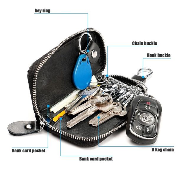 9108 Large Capacity Zipper Leather Keys Holder Bag Multi-function Wallet (Red) - Image 8