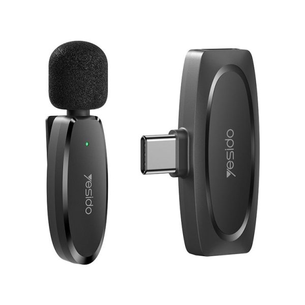 YESIDO KR11 Low-latency Wireless Lavalier Microphone with Type-C Receiver (Black)