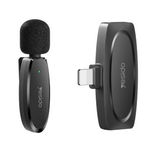 YESIDO KR12 Low-latency Wireless Lavalier Microphone with 8 Pin Receiver (Black)