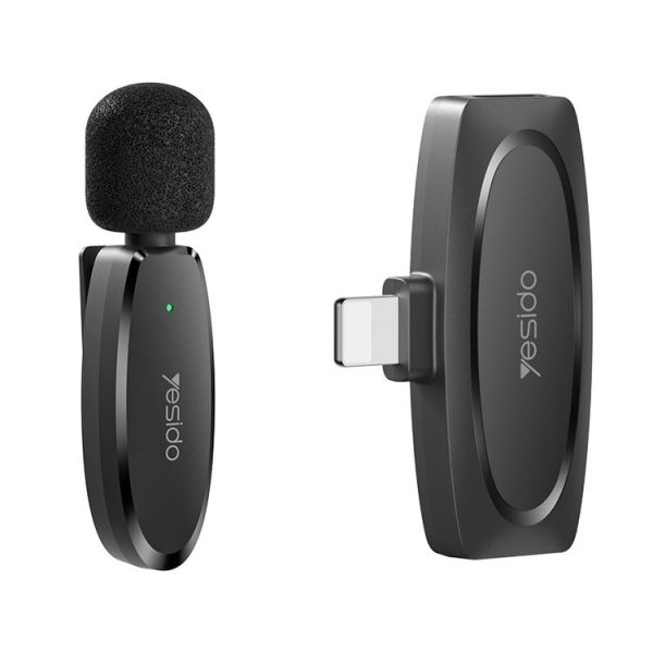 YESIDO KR12 Low-latency Wireless Lavalier Microphone with 8 Pin Receiver (Black)