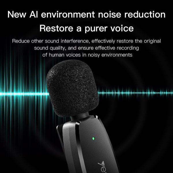 YESIDO KR15 Dual Low-latency Wireless Lavalier Microphone with 3 in 1 Receiver (Black) - Image 4