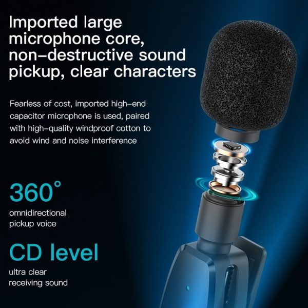 YESIDO KR15 Dual Low-latency Wireless Lavalier Microphone with 3 in 1 Receiver (Black) - Image 7