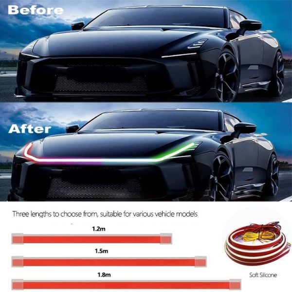 Car Startup Scan Through Hood LED Daytime Running Atmosphere Light, APP Control, Length: 1.2m (Symphony) - Image 4