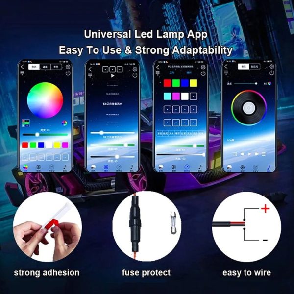 Car Startup Scan Through Hood LED Daytime Running Atmosphere Light, APP Control, Length: 1.2m (Symphony) - Image 5