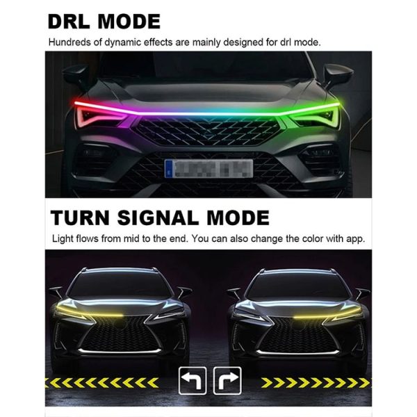 Car Startup Scan Through Hood LED Daytime Running Atmosphere Light, APP Control, Length: 1.2m (Symphony) - Image 8