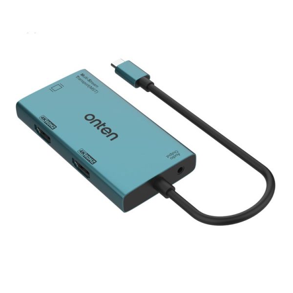 Onten M206 4K 60Hz 4 in 1 Type-C to Dual HDMI + VGA + 3.5mm Video Converter Adapter - Image 2