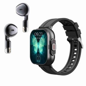 D8 2.01 inch 2 in 1 Bluetooth Earphone Silicone Band Smart Watch, Support Health Monitoring / NFC (Black)