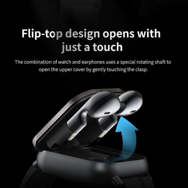 D8 2.01 inch 2 in 1 Bluetooth Earphone Silicone Band Smart Watch, Support Health Monitoring / NFC (Black) - Image 6