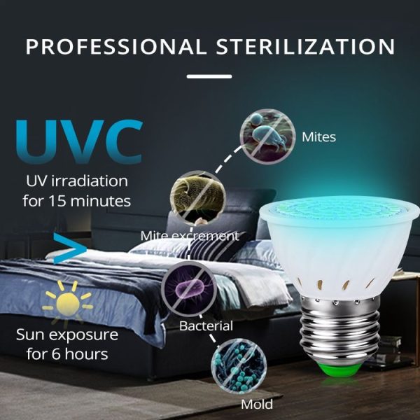 UVC Ozone Sterilizer Germicidal Disinfection Lamp, Specification: E27 110V 72 LEDs Lamp Cup Style - Image 8