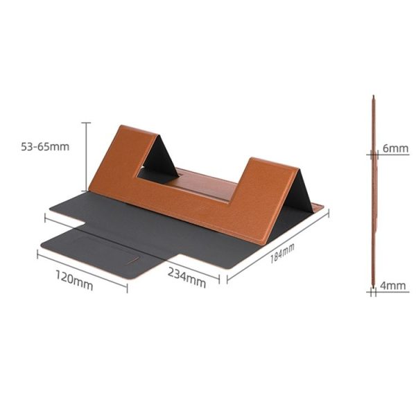 Magnetic PU Leather Tablet Laptop Folding Holder (Brown) - Image 2