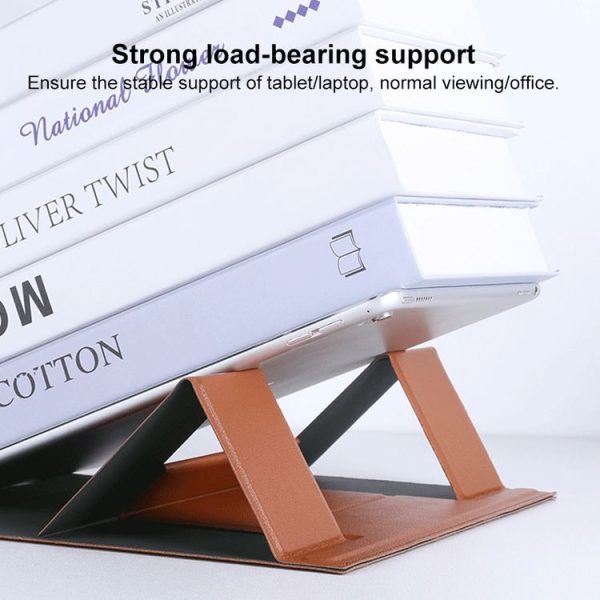 Magnetic PU Leather Tablet Laptop Folding Holder (Brown) - Image 3